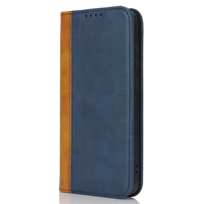 For Samsung Galaxy S24+ Case Calf Texture 3 Card Slots Color Splicing Leather Phone Cover