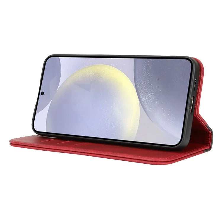 For Samsung Galaxy S24+ Case Calf Texture 3 Card Slots Color Splicing Leather Phone Cover