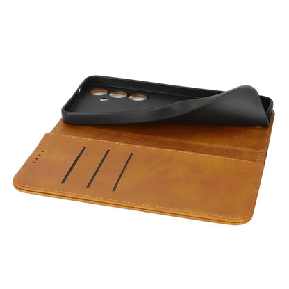 For Samsung Galaxy S24+ Case Calf Texture 3 Card Slots Color Splicing Leather Phone Cover