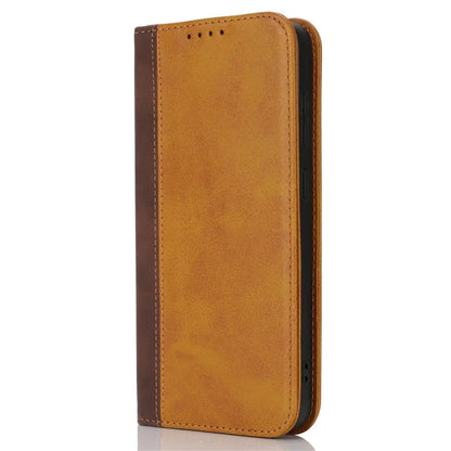 For Samsung Galaxy S24+ Case Calf Texture 3 Card Slots Color Splicing Leather Phone Cover