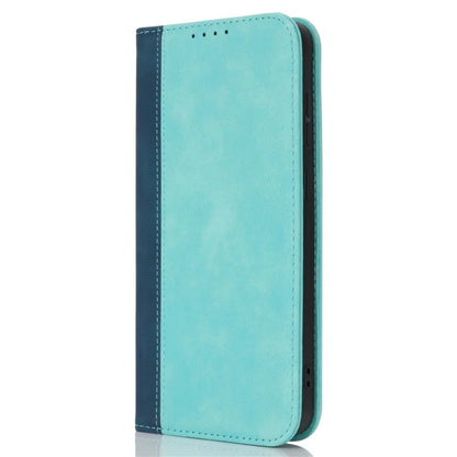 For Samsung Galaxy S24+ Case Calf Texture 3 Card Slots Color Splicing Leather Phone Cover