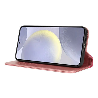 For Samsung Galaxy S24+ Case Calf Texture 3 Card Slots Color Splicing Leather Phone Cover
