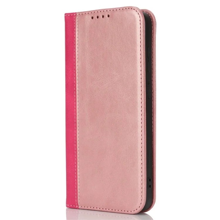 For Samsung Galaxy S24+ Case Calf Texture 3 Card Slots Color Splicing Leather Phone Cover