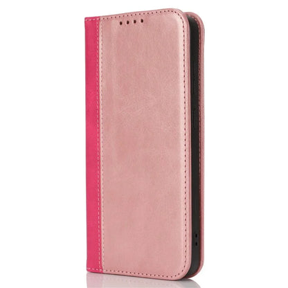 For Samsung Galaxy S24+ Case Calf Texture 3 Card Slots Color Splicing Leather Phone Cover
