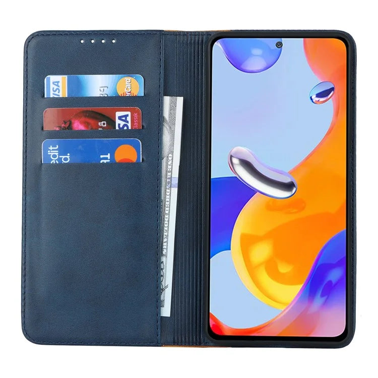 For Xiaomi Redmi Note 11 Pro Case Calf Texture 3 Card Slots Color Splicing Leather Phone Cover