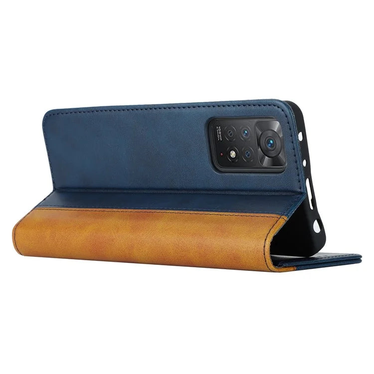 For Xiaomi Redmi Note 11 Pro Case Calf Texture 3 Card Slots Color Splicing Leather Phone Cover