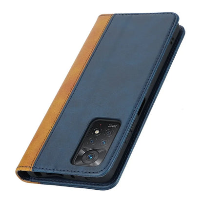 For Xiaomi Redmi Note 11 Pro Case Calf Texture 3 Card Slots Color Splicing Leather Phone Cover
