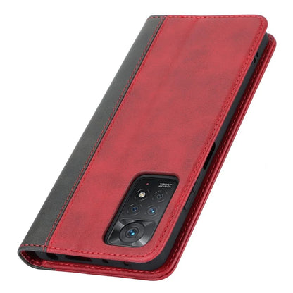 For Xiaomi Redmi Note 11 Pro Case Calf Texture 3 Card Slots Color Splicing Leather Phone Cover