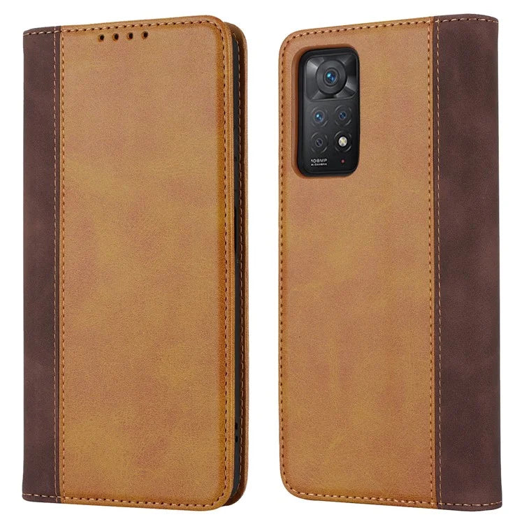 For Xiaomi Redmi Note 11 Pro Case Calf Texture 3 Card Slots Color Splicing Leather Phone Cover