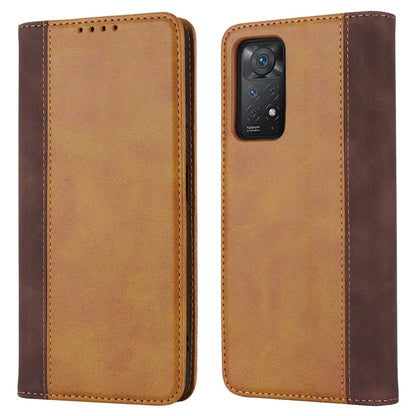 For Xiaomi Redmi Note 11 Pro Case Calf Texture 3 Card Slots Color Splicing Leather Phone Cover