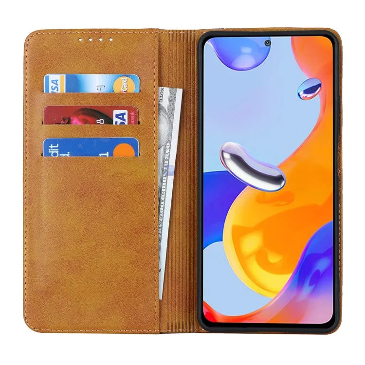 For Xiaomi Redmi Note 11 Pro Case Calf Texture 3 Card Slots Color Splicing Leather Phone Cover