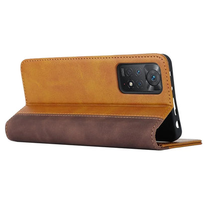 For Xiaomi Redmi Note 11 Pro Case Calf Texture 3 Card Slots Color Splicing Leather Phone Cover