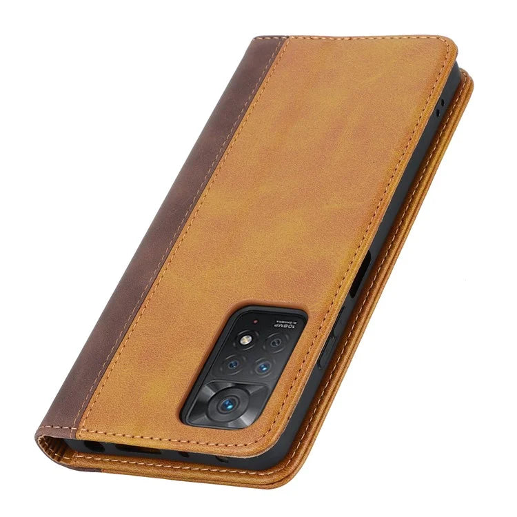 For Xiaomi Redmi Note 11 Pro Case Calf Texture 3 Card Slots Color Splicing Leather Phone Cover