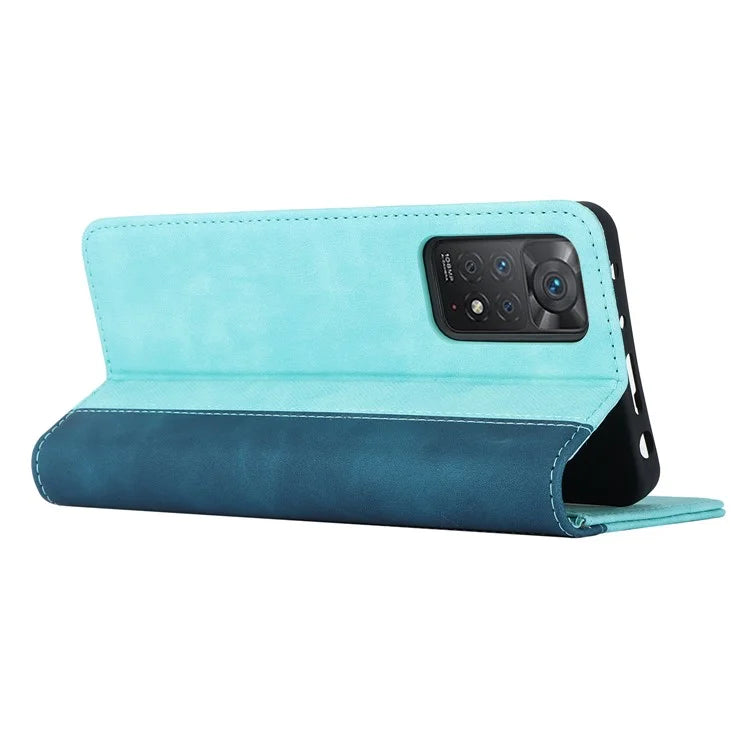 For Xiaomi Redmi Note 11 Pro Case Calf Texture 3 Card Slots Color Splicing Leather Phone Cover