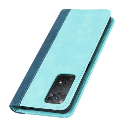 For Xiaomi Redmi Note 11 Pro Case Calf Texture 3 Card Slots Color Splicing Leather Phone Cover