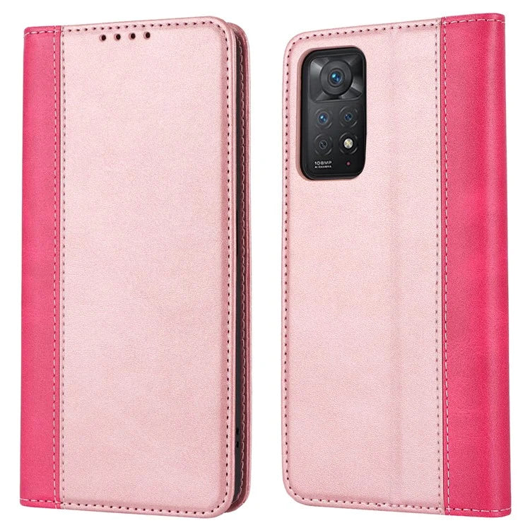 For Xiaomi Redmi Note 11 Pro Case Calf Texture 3 Card Slots Color Splicing Leather Phone Cover