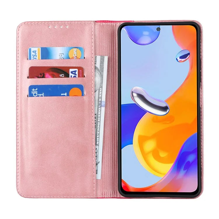 For Xiaomi Redmi Note 11 Pro Case Calf Texture 3 Card Slots Color Splicing Leather Phone Cover