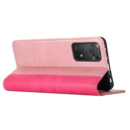For Xiaomi Redmi Note 11 Pro Case Calf Texture 3 Card Slots Color Splicing Leather Phone Cover