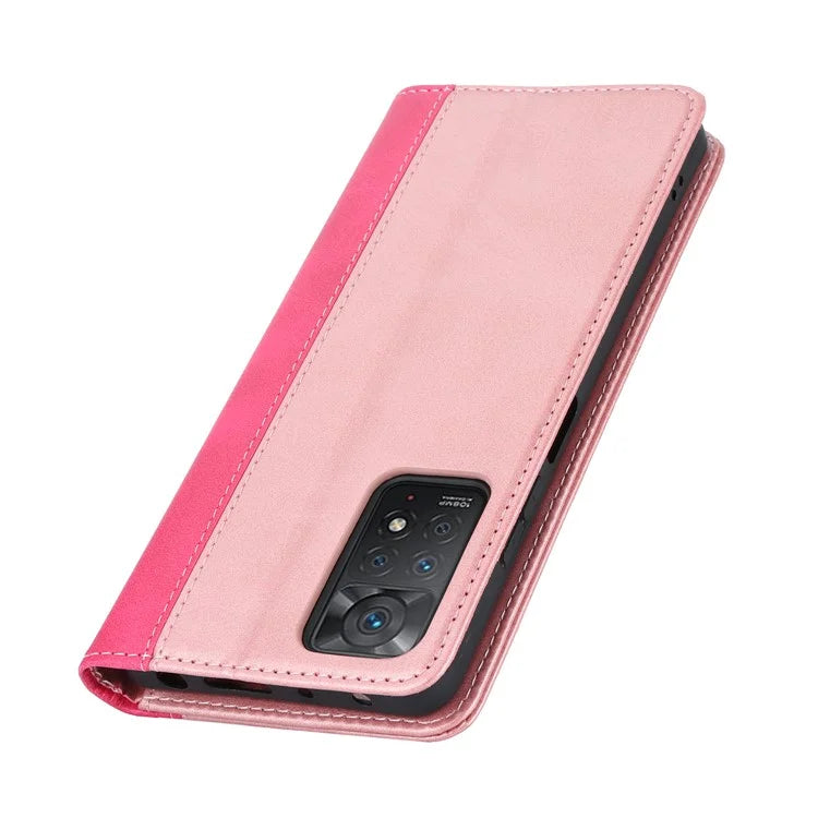 For Xiaomi Redmi Note 11 Pro Case Calf Texture 3 Card Slots Color Splicing Leather Phone Cover