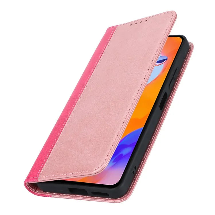 For Xiaomi Redmi Note 11 Pro Case Calf Texture 3 Card Slots Color Splicing Leather Phone Cover