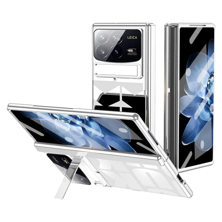 For Xiaomi Mix Fold 4 5G Case Kickstand Hard PC Phone Cover with Tempered Glass Film