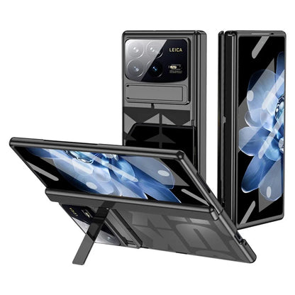 For Xiaomi Mix Fold 4 5G Case Kickstand Hard PC Phone Cover with Tempered Glass Film