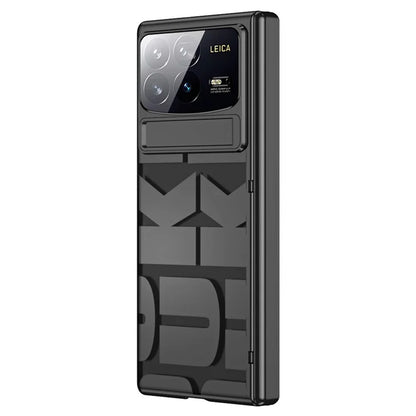 For Xiaomi Mix Fold 4 5G Case Kickstand Hard PC Phone Cover with Tempered Glass Film