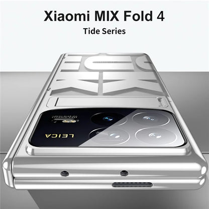 For Xiaomi Mix Fold 4 5G Case Kickstand Hard PC Phone Cover with Tempered Glass Film