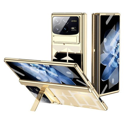 For Xiaomi Mix Fold 4 5G Case Kickstand Hard PC Phone Cover with Tempered Glass Film