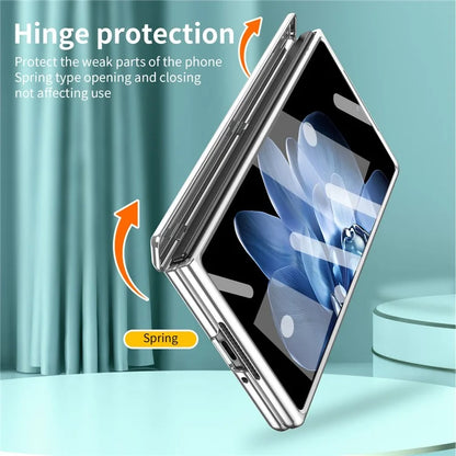 For Xiaomi Mix Fold 4 5G Case Kickstand Hard PC Phone Cover with Tempered Glass Film