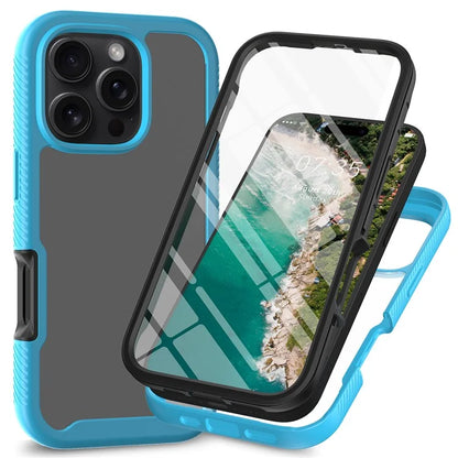 For iPhone 16 Pro Max Case PC+TPU Clear Phone Cover with PET Screen Film