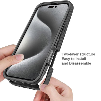For iPhone 16 Pro Max Case PC+TPU Clear Phone Cover with PET Screen Film