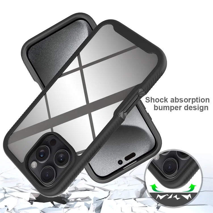 For iPhone 16 Pro Max Case PC+TPU Clear Phone Cover with PET Screen Film