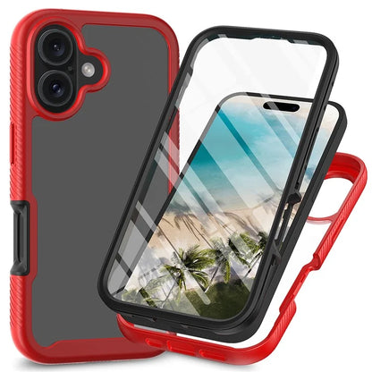 For iPhone 16 Case PC+TPU Clear Phone Cover with PET Screen Film