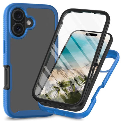 For iPhone 16 Case PC+TPU Clear Phone Cover with PET Screen Film