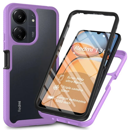 For Xiaomi Redmi 13C 4G / 13C 5G / Poco C65 4G Case PC+TPU Clear Phone Cover with PET Screen Film