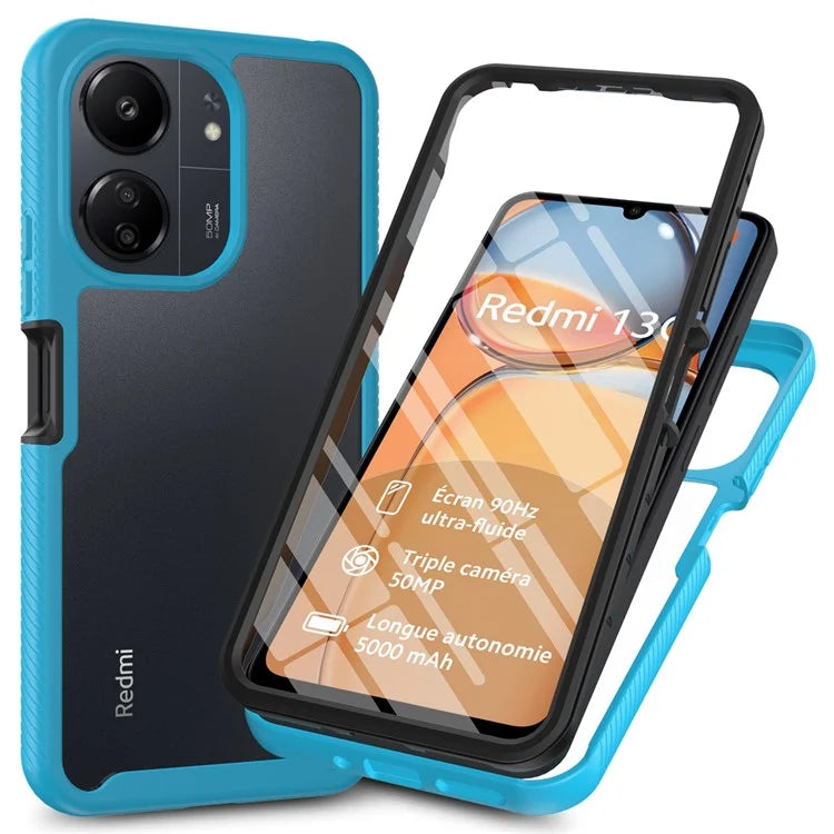 For Xiaomi Redmi 13C 4G / 13C 5G / Poco C65 4G Case PC+TPU Clear Phone Cover with PET Screen Film