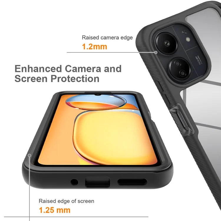 For Xiaomi Redmi 13C 4G / 13C 5G / Poco C65 4G Case PC+TPU Clear Phone Cover with PET Screen Film