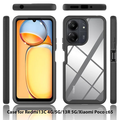 For Xiaomi Redmi 13C 4G / 13C 5G / Poco C65 4G Case PC+TPU Clear Phone Cover with PET Screen Film
