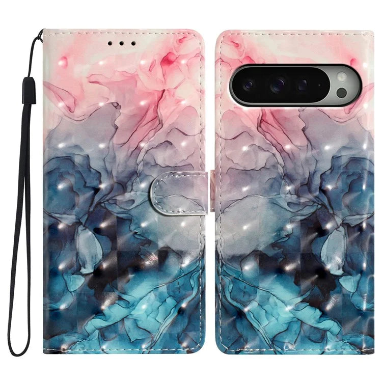 For Google Pixel 9 / 9 Pro Case PU Leather 3D Pattern Printing Wallet Phone Cover