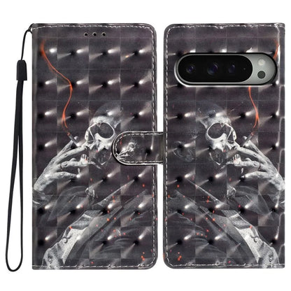 For Google Pixel 9 / 9 Pro Case PU Leather 3D Pattern Printing Wallet Phone Cover