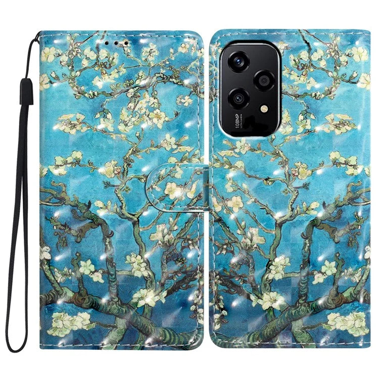 For Honor 200 Lite Case PU Leather 3D Pattern Printing Wallet Phone Cover