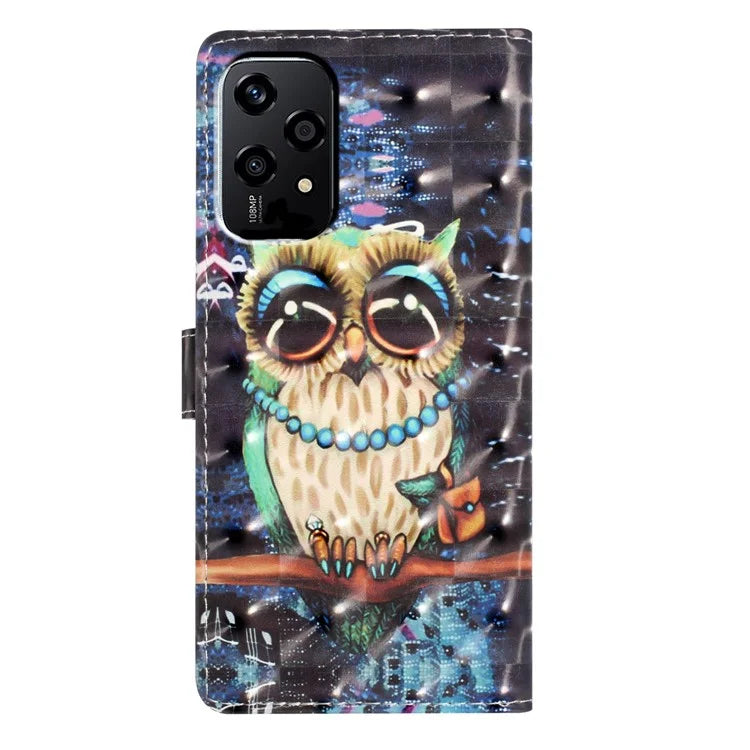 For Honor 200 Lite Case PU Leather 3D Pattern Printing Wallet Phone Cover