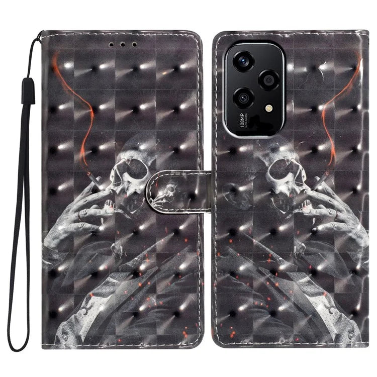 For Honor 200 Lite Case PU Leather 3D Pattern Printing Wallet Phone Cover