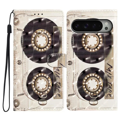 For Google Pixel 9 Pro XL Case PU Leather 3D Pattern Printing Wallet Phone Cover