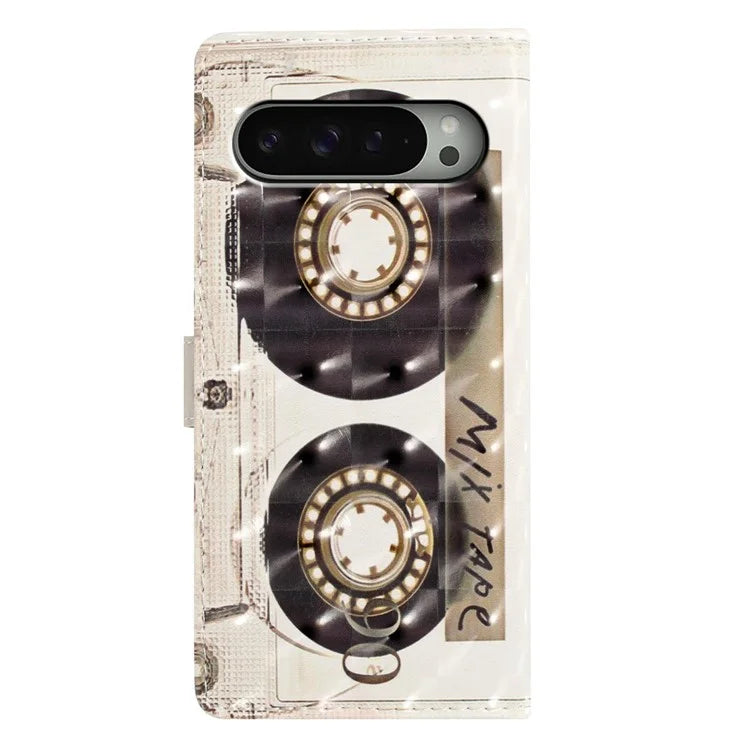 For Google Pixel 9 Pro XL Case PU Leather 3D Pattern Printing Wallet Phone Cover