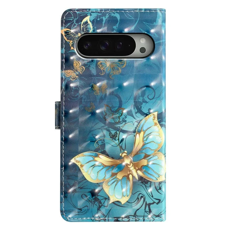 For Google Pixel 9 Pro XL Case PU Leather 3D Pattern Printing Wallet Phone Cover