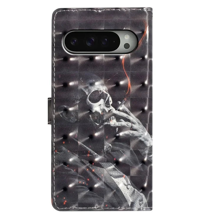 For Google Pixel 9 Pro XL Case PU Leather 3D Pattern Printing Wallet Phone Cover