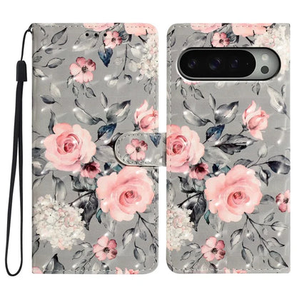 For Google Pixel 9 Pro XL Case PU Leather 3D Pattern Printing Wallet Phone Cover