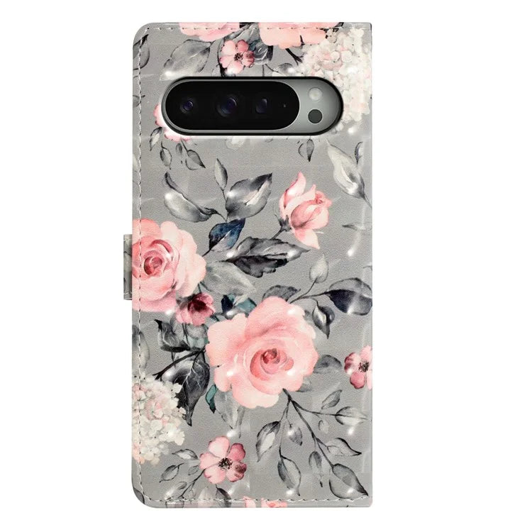 For Google Pixel 9 Pro XL Case PU Leather 3D Pattern Printing Wallet Phone Cover